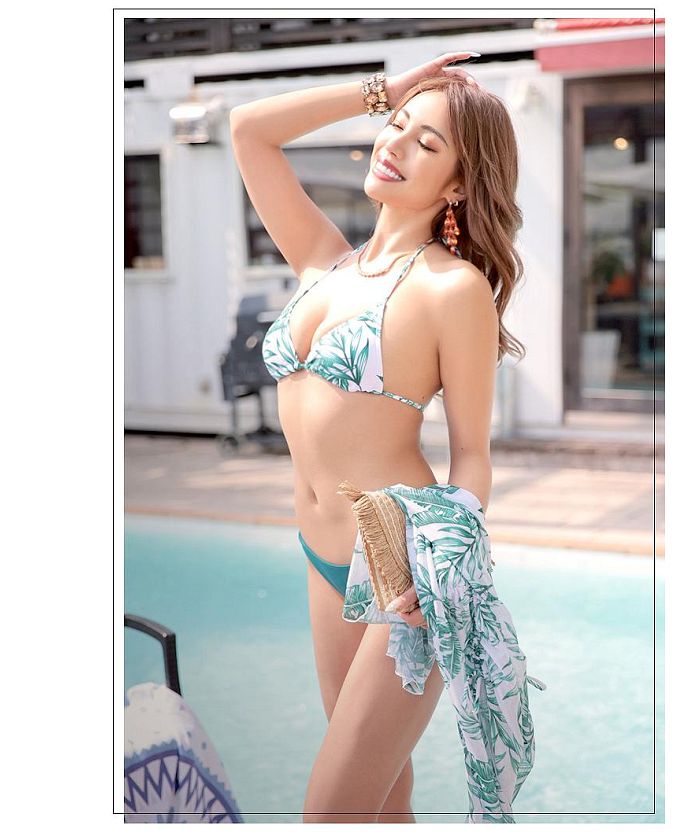 ☆CUPSHE☆ボタニカル三角ビキニ☆ 水着 三角ビキニ ボタニカル リゾート ロンパース メッシュ 3点