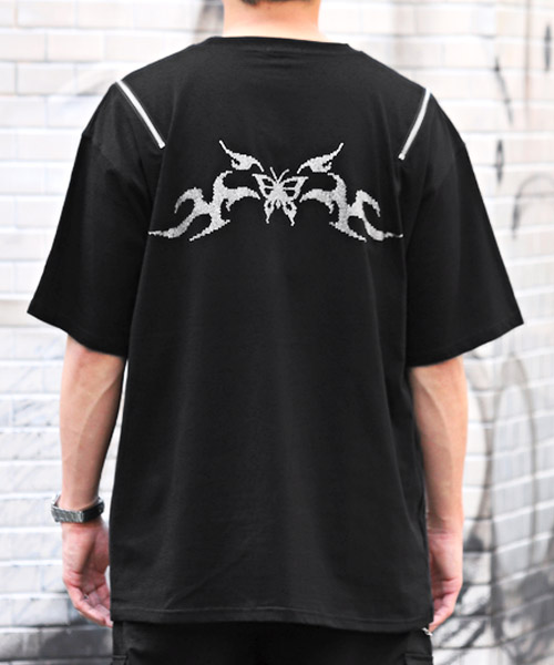 半袖Tシャツ メンズ 肩パッドメタルチェーンデザイン 2色 2536-0072-1.jpg