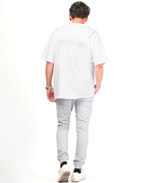 ラグスタイル LUXSTYLE チェーン付きラインストーン半袖ビッグT