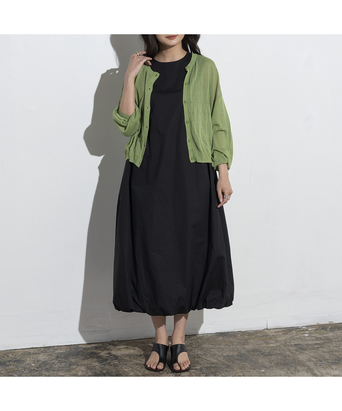 【ブラック(01)】【WEB限定】【洗える】ヘムバルーンキャザーワンピース
