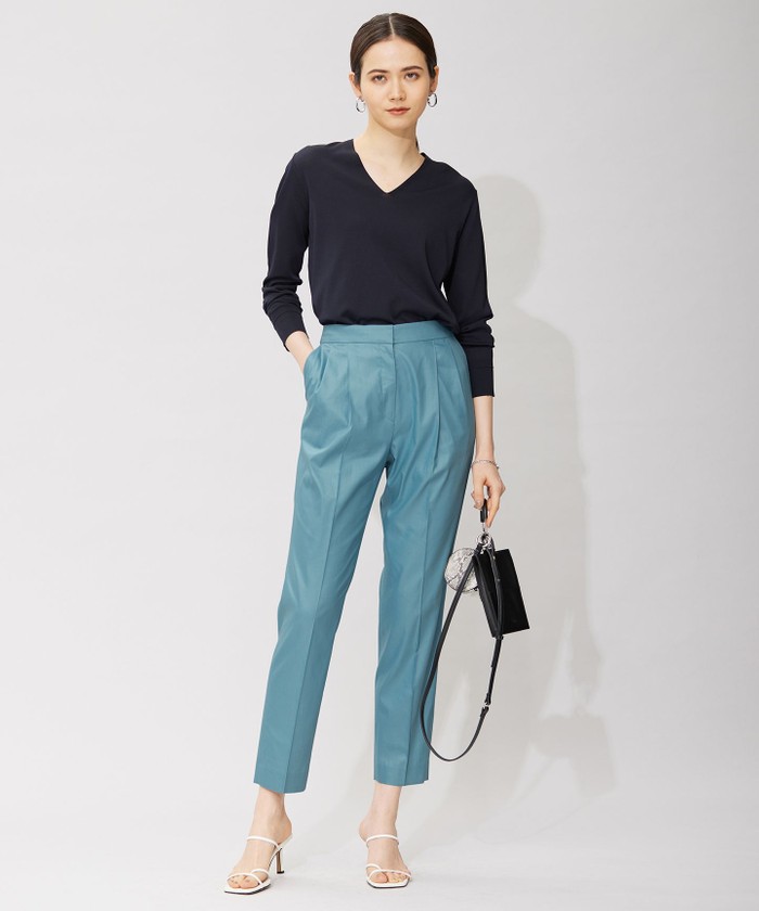 ICB新品 【接触冷感・洗える】サイズ6 エステルラミーチンツ テーパードパンツ ICB パンツ 「接触冷感・洗える」エステルラミーチンツ
