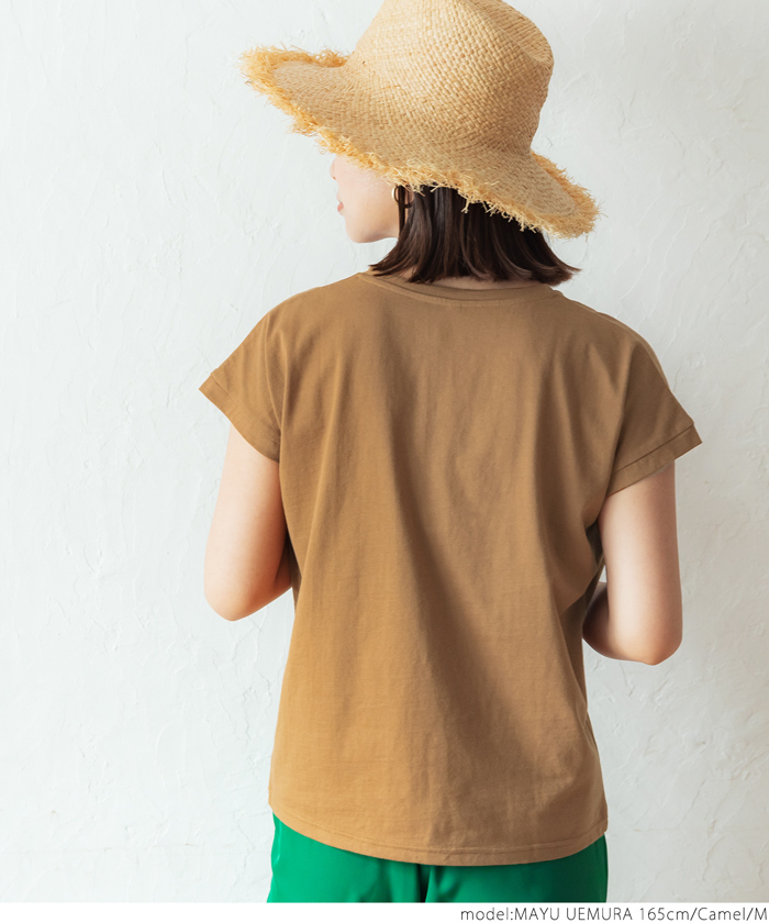 セール】【UST】 VネックフレンチスリーブTシャツ（COTTON from