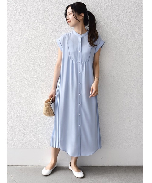 手洗い可能〉ストレッチ ジョーゼット プリーツ ワンピース 手洗い可能〉ストレッチ ジョーゼット プリーツ ワンピース