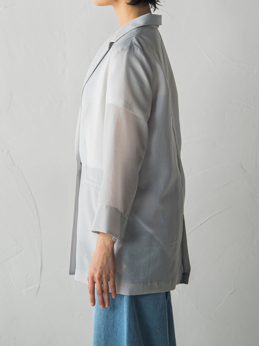 MAYSON GREYシアーテーラージャケット≪洗濯機で洗える≫ （ホワイト）L メイソングレイ MAYSON GREY シアーテーラージャケット≪洗濯機