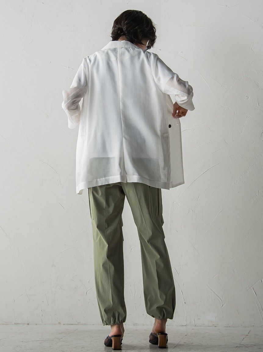 MAYSON GREYシアーテーラージャケット≪洗濯機で洗える≫ （ホワイト）L メイソングレイ MAYSON GREY シアーテーラージャケット≪洗濯機