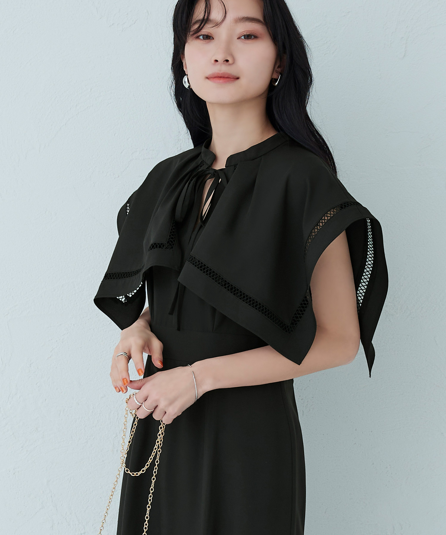 ルイルエブティック RUIRUE BOUTIQUE バックパールシアーパフニット （ブラック） ルイルエブティック RUIRUE BOUTIQUE バックパールシアーパフ