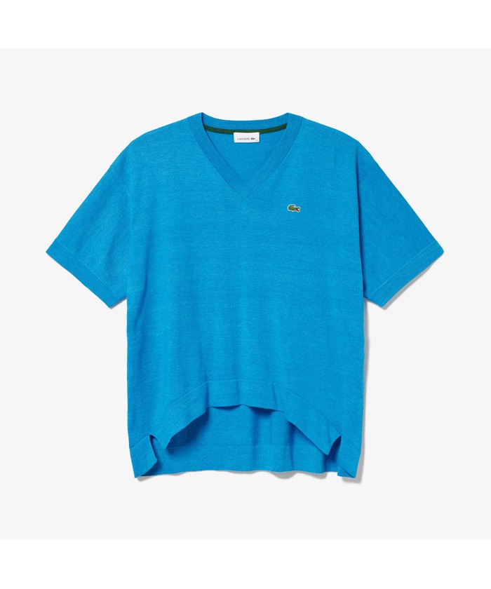 LACOSTE - ラコステ　LACOSTE　SPORT　 V ネックニット　ニットワンピース　L〜 セール】 Vネックスウェットワンピース （ロング・マキシ丈
