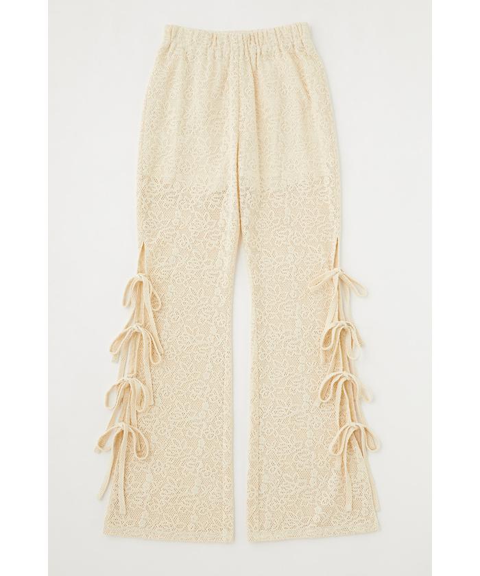 MOUSSY SIDE RIBBON LACE パンツ ブラック セール】ストラップサイドリボンレースバイカーパンツ ／ strap