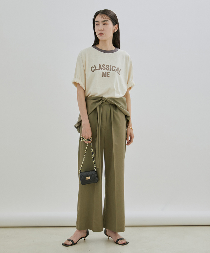 SALON adam et rope' 麻混レギュラーカラーオールインワン セール】【手洗い可能】麻混レギュラーカラーオールインワン