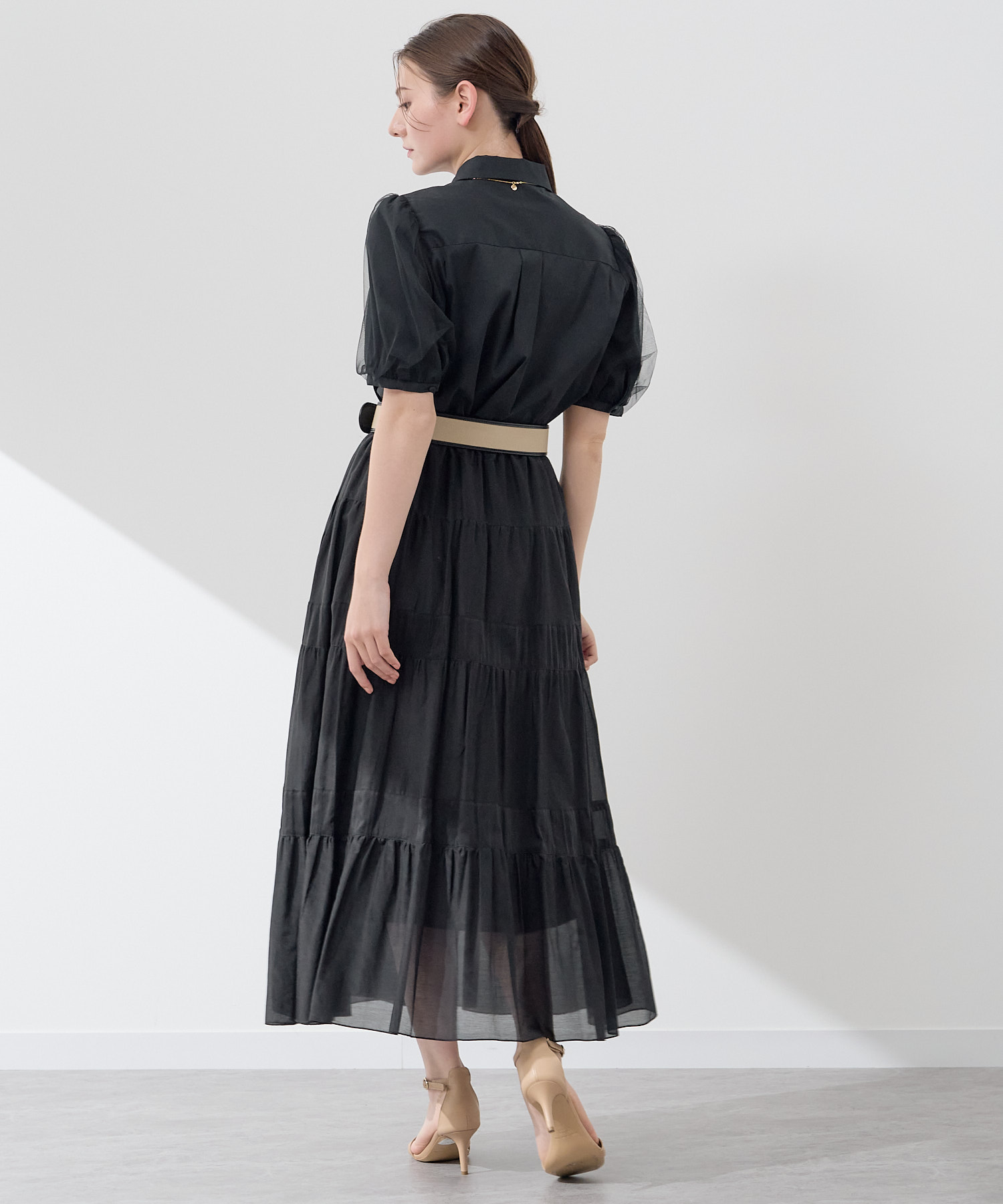 ANAYI コットンシルクローンティアードブラウス