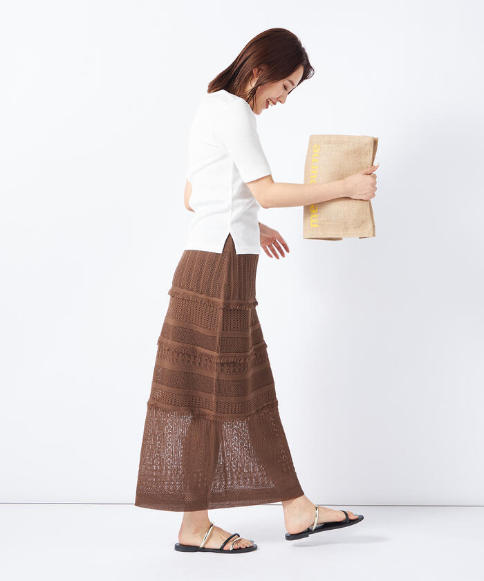 セール】《手洗い可能》《セットアップ対応》透かし編みニット