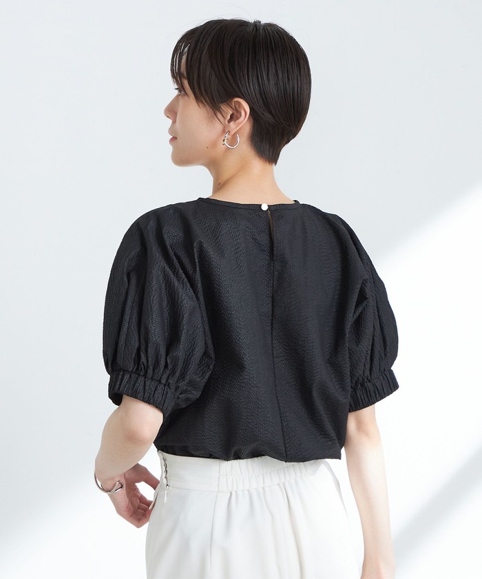 NOLLEY'Sノーリーズ 【2023SS】ポコポコサッカースカート38マキシ丈 ノーリーズ NOLLEY'S ポコポコサッカー2WAYブラウス （ブラック