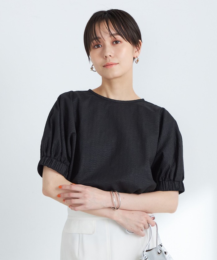 NOLLEY'Sノーリーズ 【2023SS】ポコポコサッカースカート38マキシ丈 Nolley's（ノーリーズ）ロング・マキシ丈スカート 黒 サイズ:38