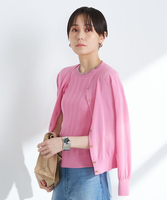 新品✨ハロッズ　アンサンブル　カーディガン　セット　サイズ2　M相当　ピンク セール】《手洗い可能》《アンサンブル対応》綿アセメタル釦