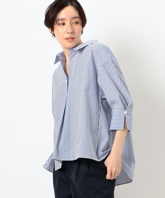 ブラウス シャツ ノースリパールスキッパー レディース セール】martinique/ノースリーブパールスキッパー（シャツ