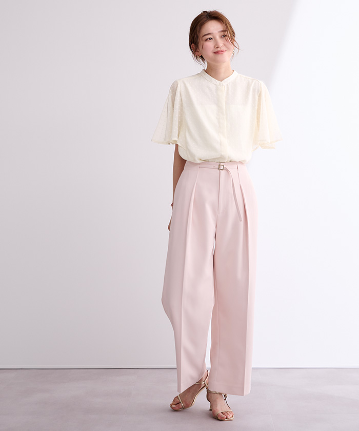 【最終値下げ9000円】ストーンフレアスリーブドットスリット　Leja Leja ドレス 「LEJA」ストーンフレアスリーブドットスリットI