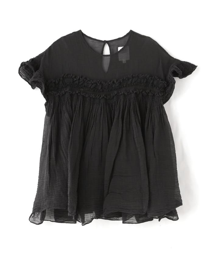 大人気アイテム セール】RHODOLIRION/ロドリリオン SILK COTTON SHIRRING FRILL トップス
