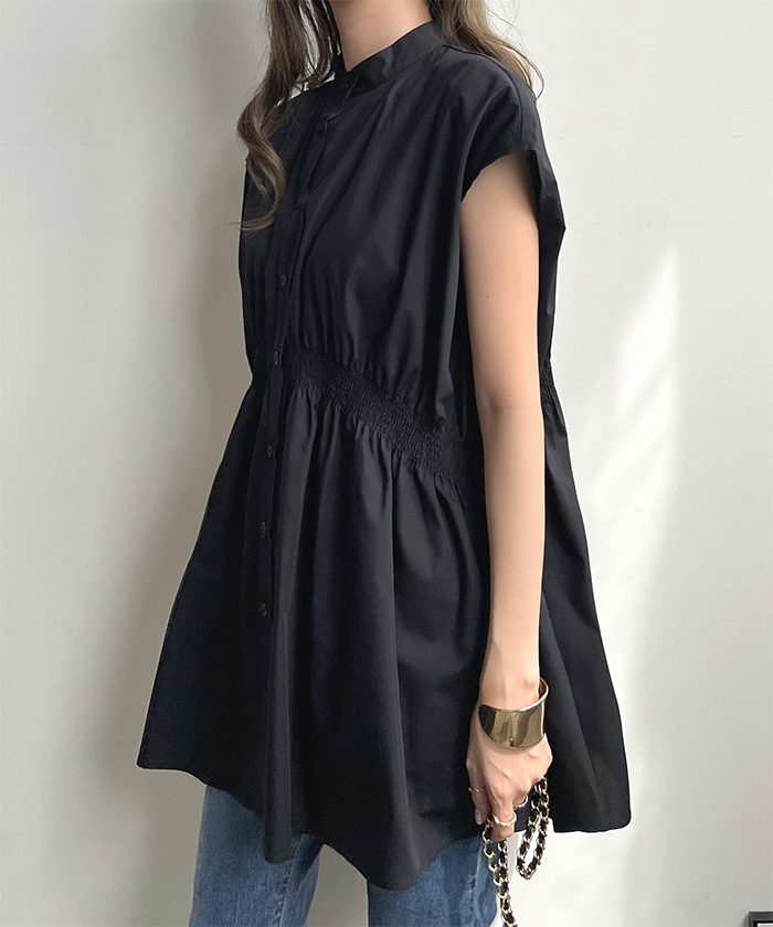 パパス 22SS シャーリングシャンブレー チュニック Pitchhouse F SALE】シャーリングシャンブレーシャツチュニック（WOMEN