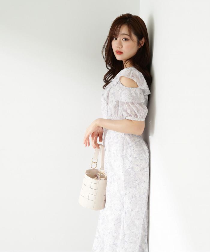 Phase Eight* Spot スポット ラッフル フリルフレアドレス Julissa Navy Frill Wrap Dress