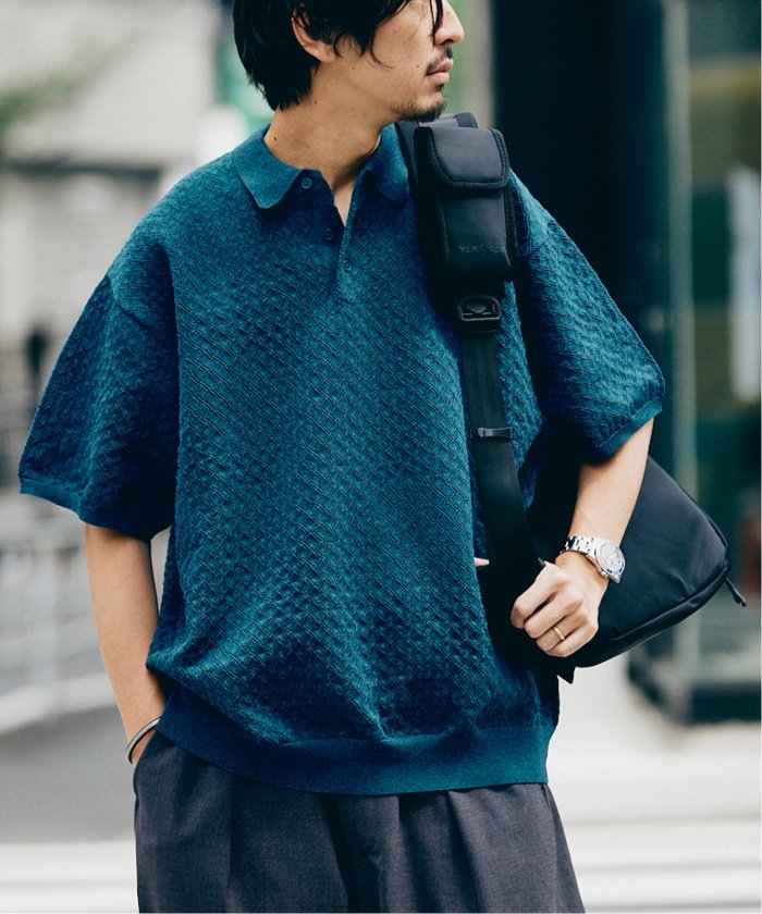 JOURNAL STANDARD ポリエステル 透かし編みプルオーバーニットポロ ポリエステル 透かし編みプルオーバーニットポロ（ポロシャツ