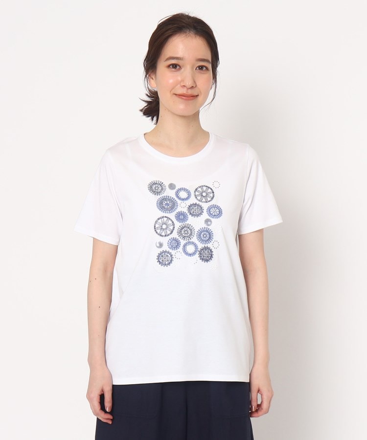 セール 50%OFF】ビーズ、スパンコール、刺繍デザインTシャツ(505322428