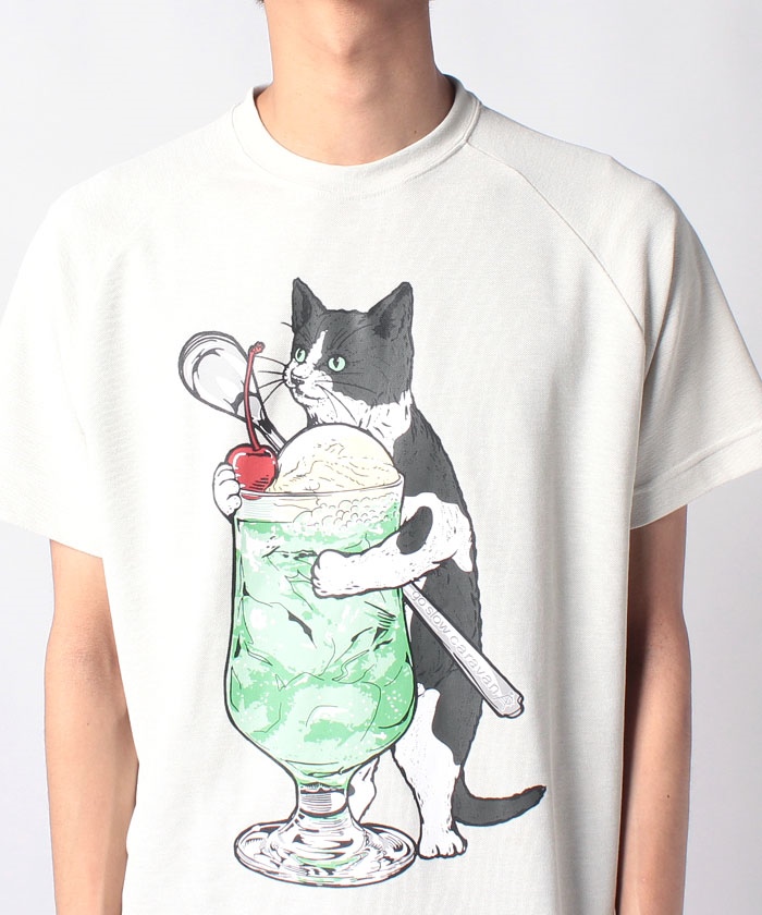 猫 Tシャツ go slow caravan ゴースローキャラバン タイ焼き ゴースローキャラバン 猫鯛焼きTシャツ 大きいサイズ ハチワレ