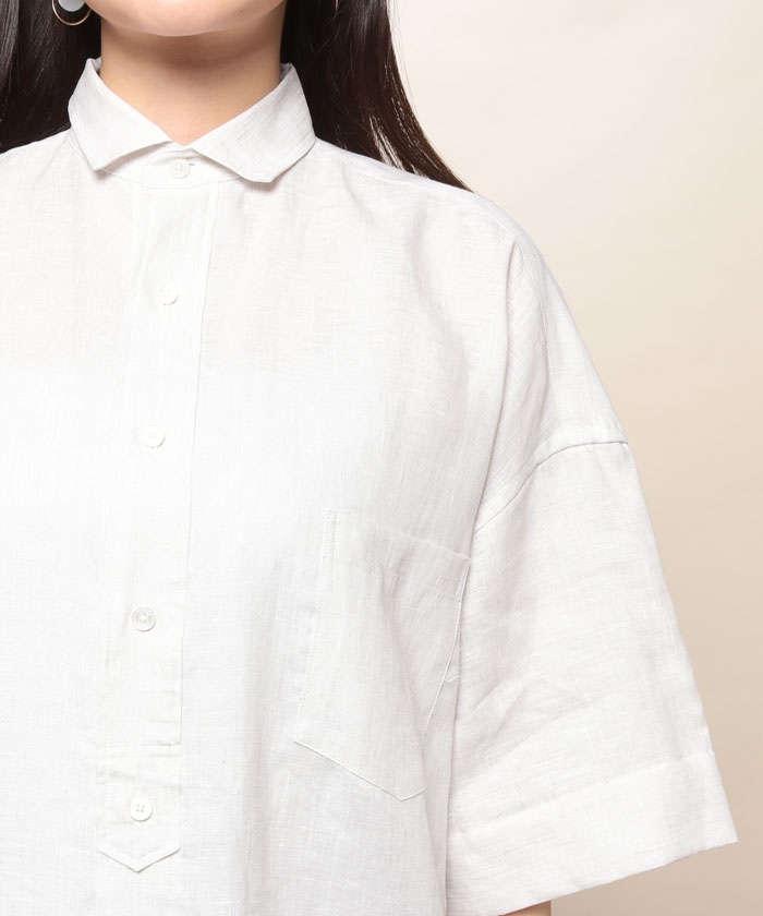 【新品】TICCA ティッカ リネン半袖シャツワンピース セール】リネン半袖シャツワンピース(505315620) | ティッカ