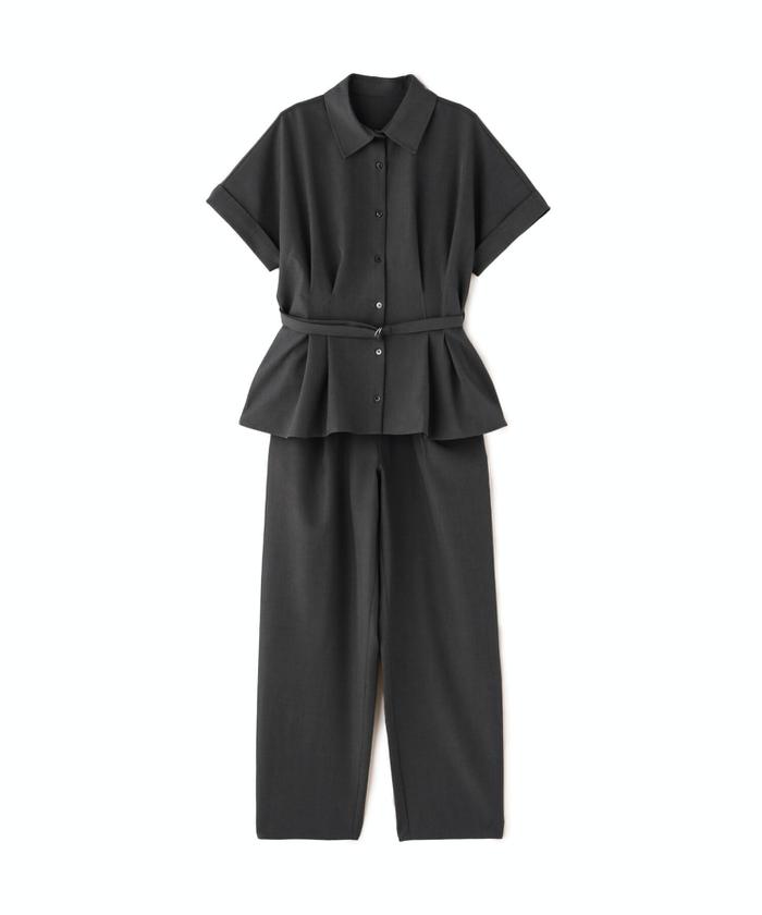 ナチュラルビューティー　セットアップ　ブラック セール 20%OFF】麻調ペプラムセットアップ(505327985) | エヌ