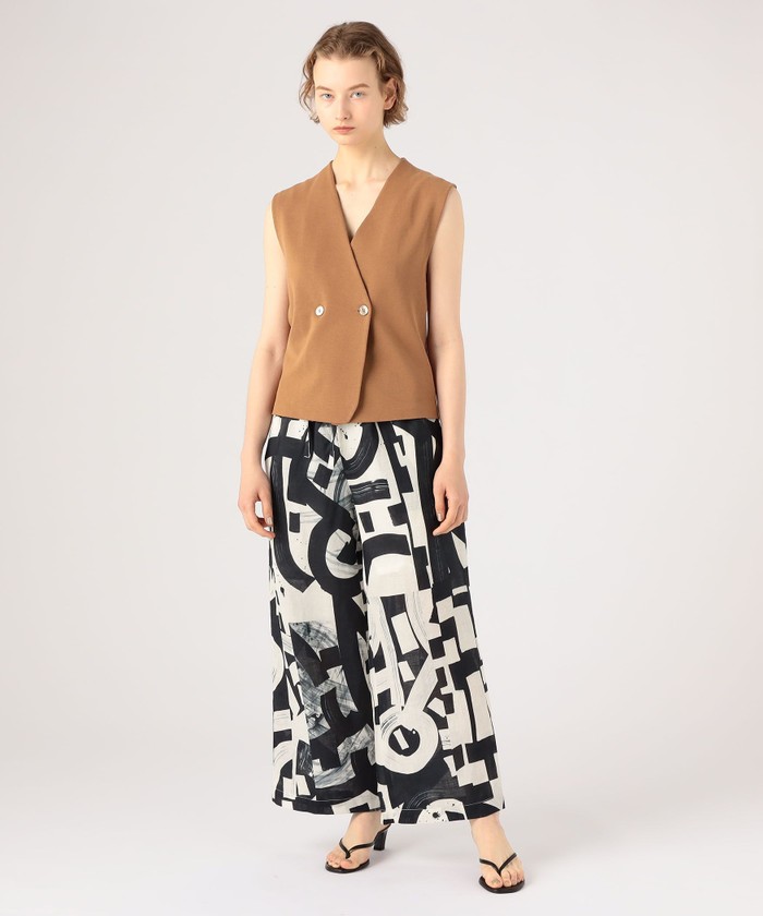 23SS 完売品✨デプレ コットンシルクミラノリブVネックジレ ブラウンFREE 23SS 完売品✨デプレ コットンシルクミラノリブVネックジレ