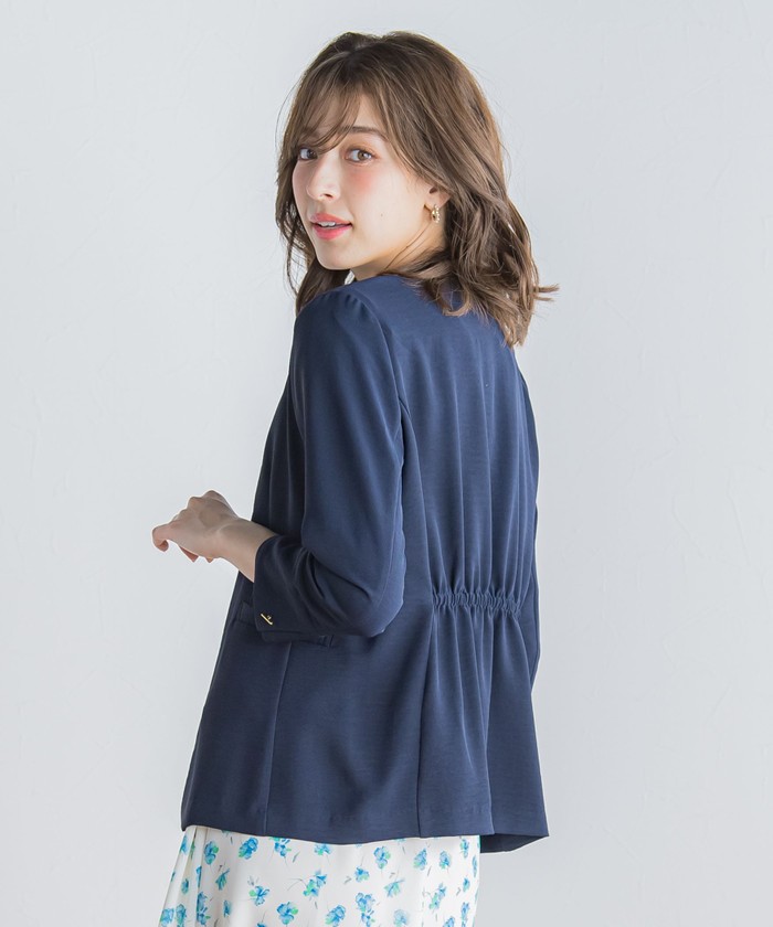 セール】ハイストレッチ軽量ノーカラージャケット ≪手洗い可能