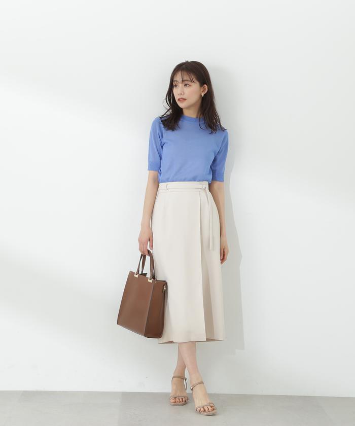 【新品タグ付】エヌナチュラルビューティーベーシック　ベルト付タイトロングスカート N.Natural beauty basic - ベルト付ラップ風タイトスカート N
