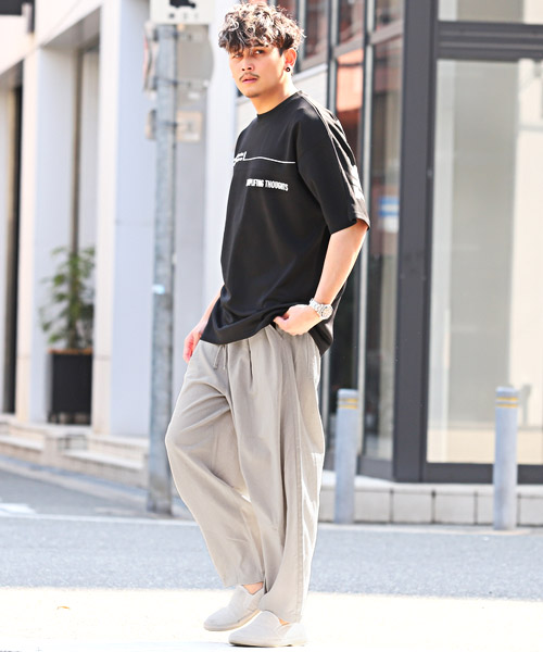 ラグスタイル LUXSTYLE 綿麻ワイドパンツ/ワイドパンツ メンズ