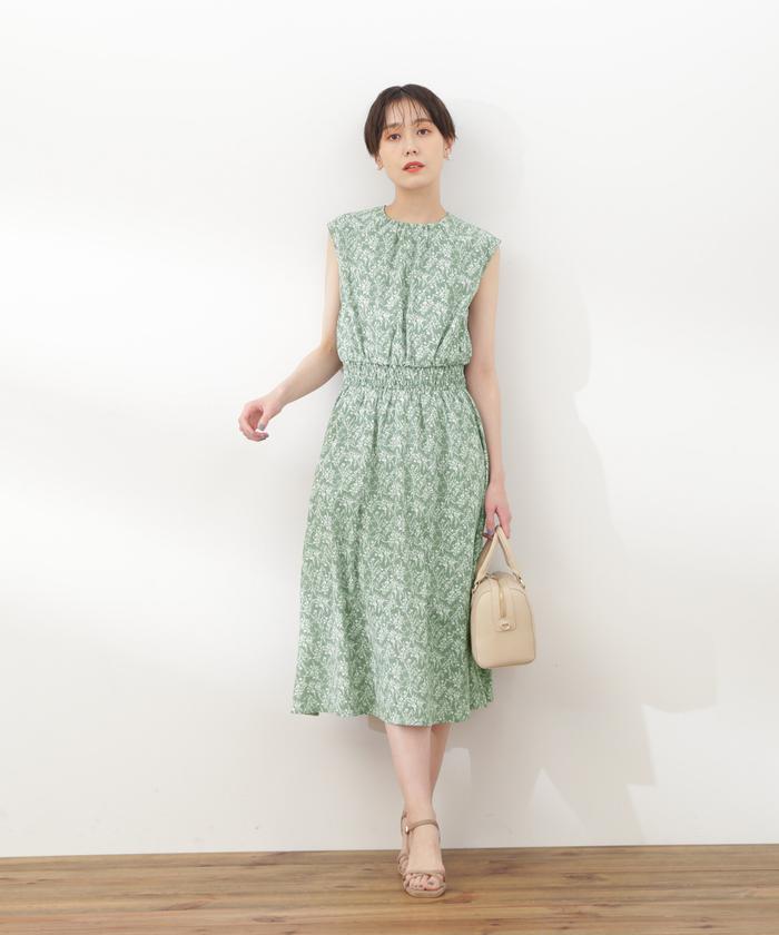 DABUWAWA キュート プリント ノースリーブ ロングオールインワン セール】ノースリーブオールインワン（つなぎ/オールインワン