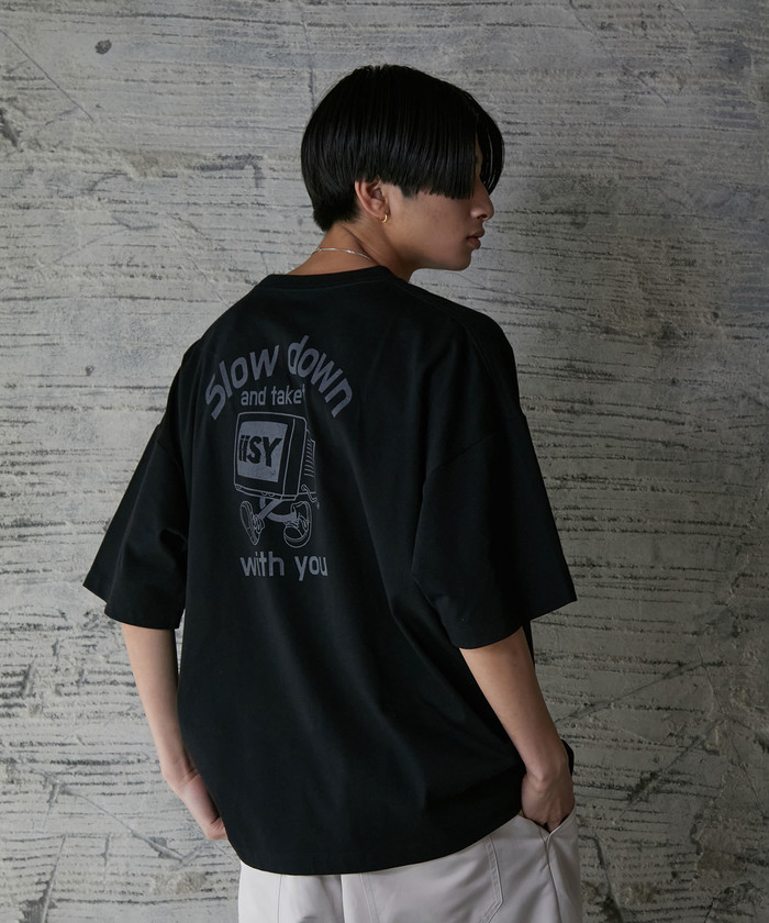 【Unknown】ポップ funky プリント ルーズ Tシャツ XL グレー