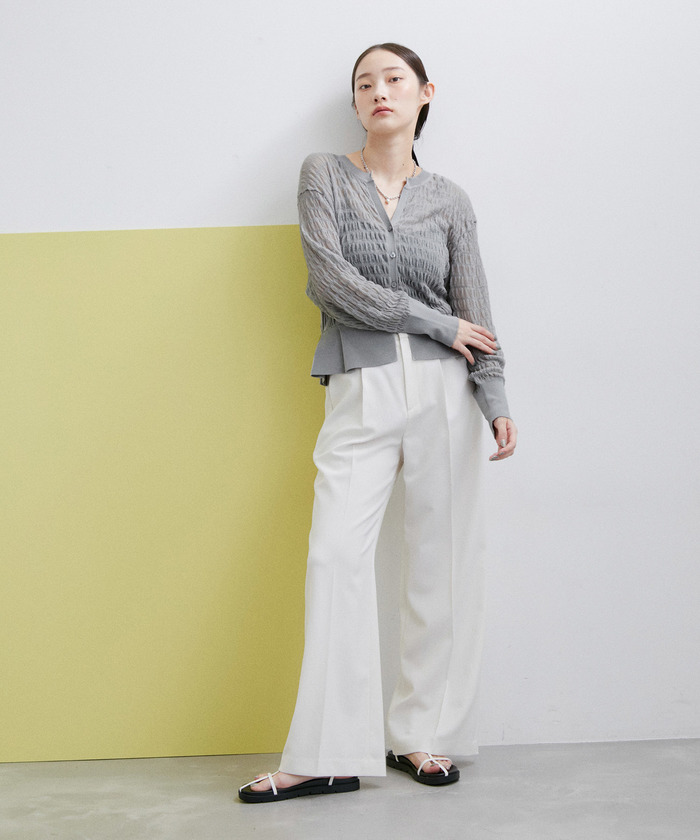 ADAM ET ROPE' アダムエロペ　シアーペプラムニットカーディガン WEB限定(一部店舗展開あり)】シアーペプラムニットカーディガン