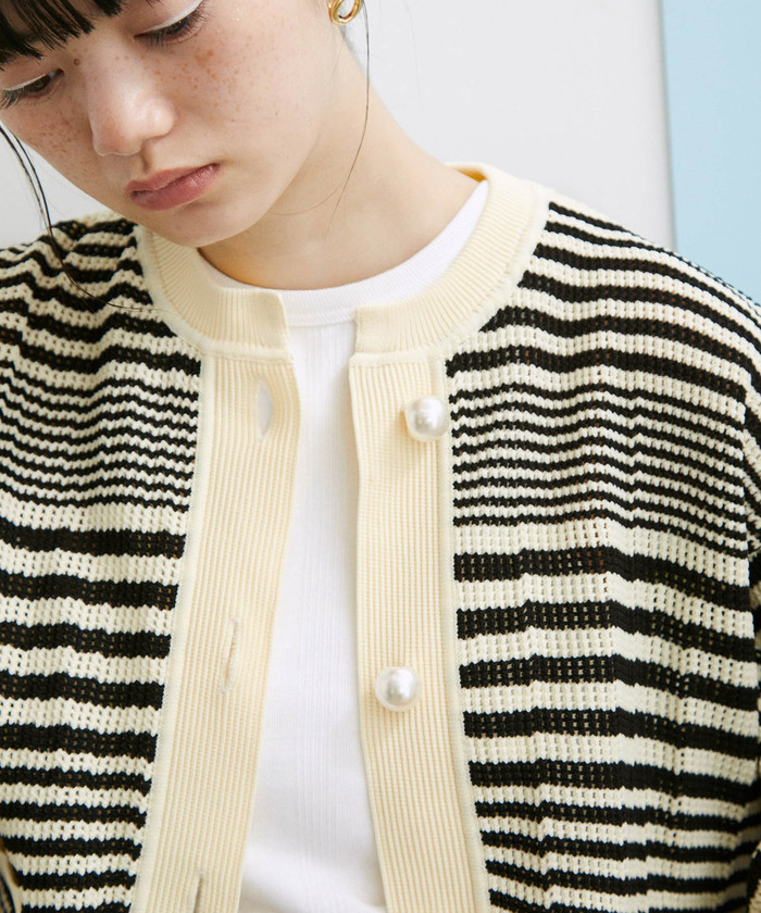 セール 20%OFF】【WEB限定】メッシュパールカーディガン