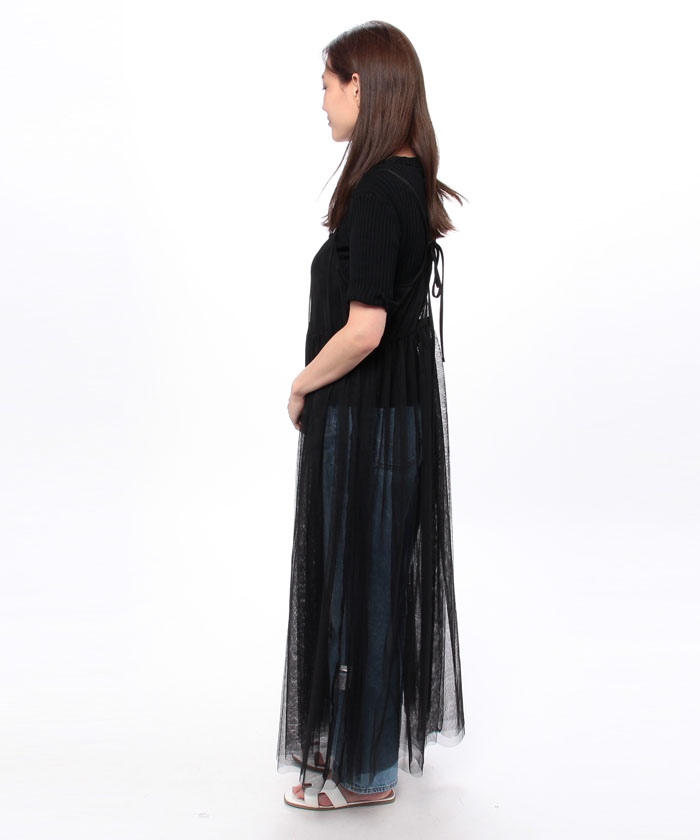 りいあ♡トゥービーシック♡シャンブレーデニムフリルスリーブ ワンピース44 りいあ様専用♡トゥービーシック♡シャンブレーデニムフリル