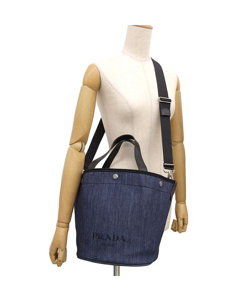 プラダ PRADA PRADA プラダ デニム × レザー SMALL TOTE トート