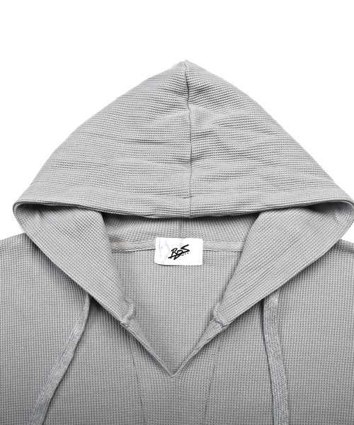 ラグスタイル LUXSTYLE サーマルワッフルキーネック半袖パーカー