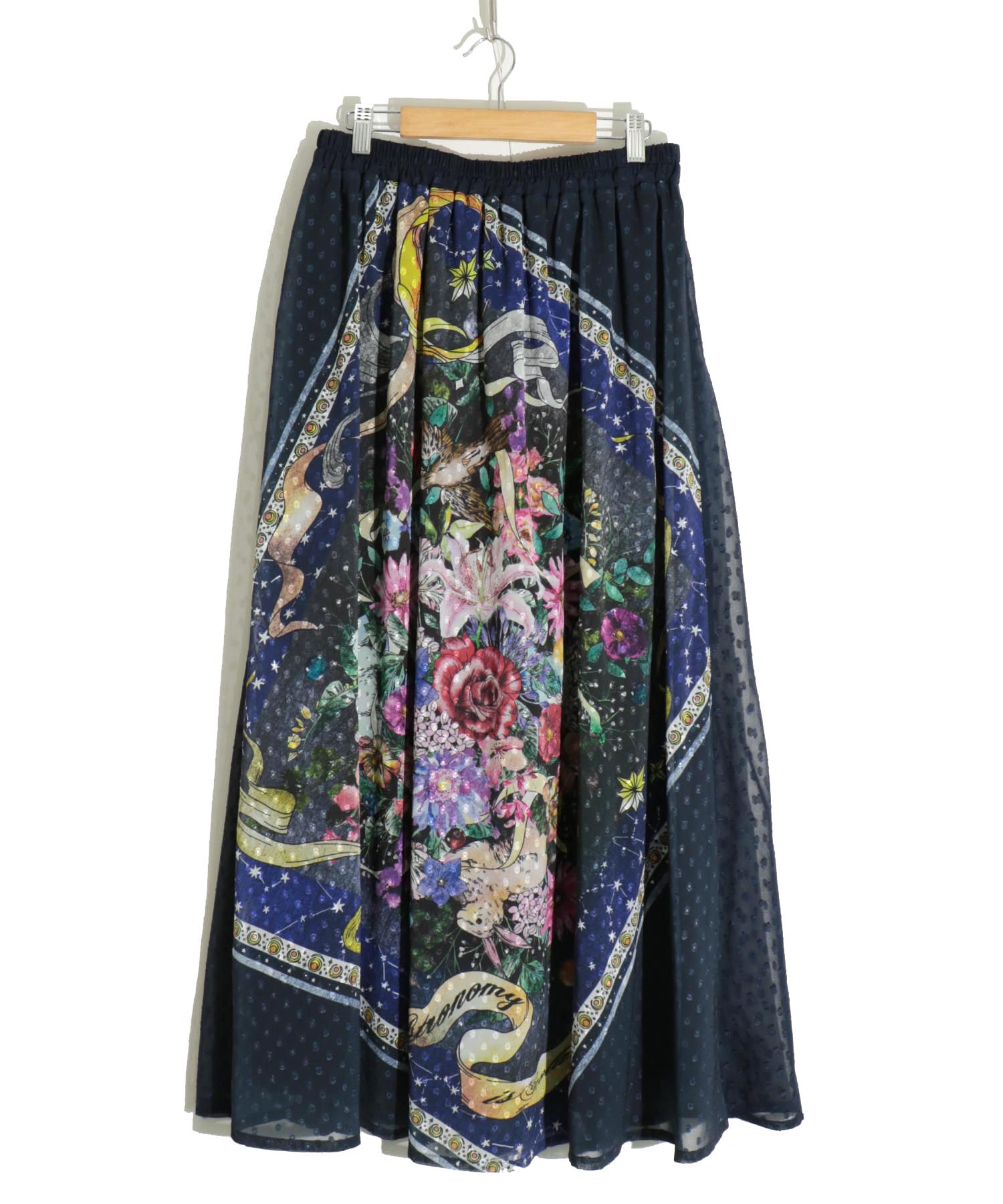 Scolar 花柄ベルト付きシフォンスカート　142711 ScoLar - スカラー142711：花柄ベルト付きシフォンスカートの