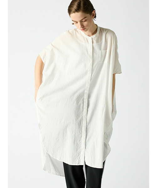 セール 30%OFF】mizuiro ind バンドカラーバックギャザーシャツ