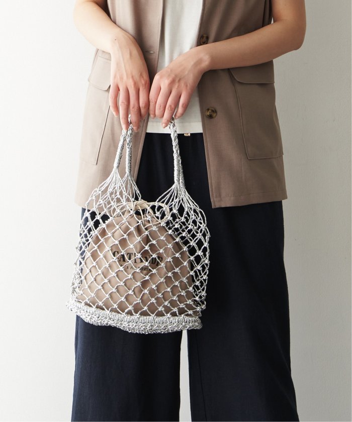 【Precious掲載】PRADA◆Noue スモール マクラメ バッグ 巾着付 ダークブラウン／ライトブルー プラダ ヌエ スモール マクラメ