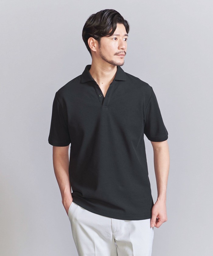 WEB限定 WARDROBE SMART】ステイ クリーン ピケ スキッパーポロシャツ