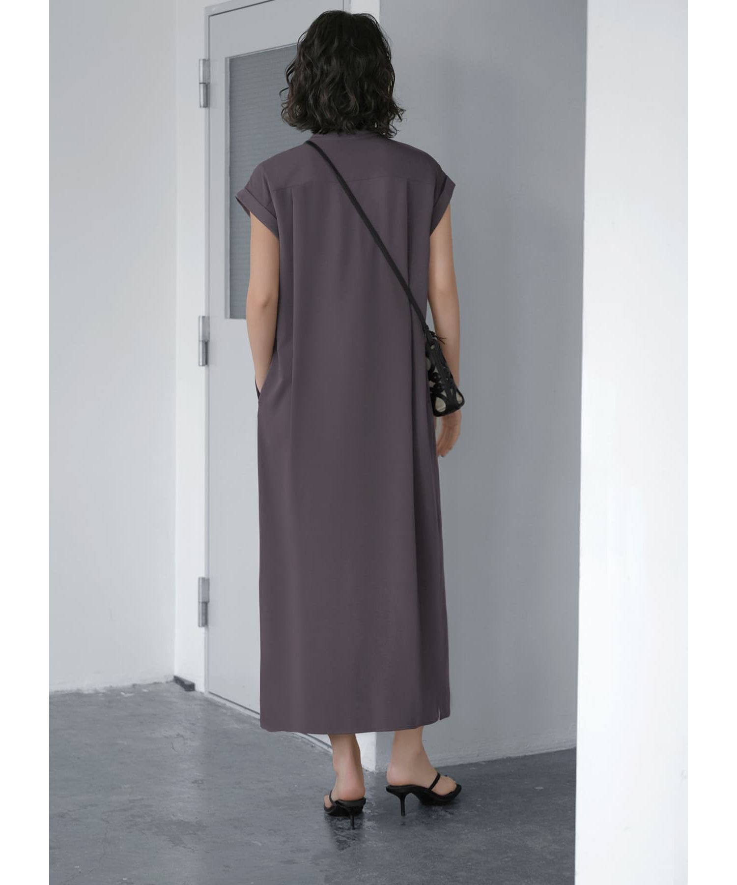 服 ワンピース スタイルデリ STYLE DELI さらさらジョーゼット比翼ボタン