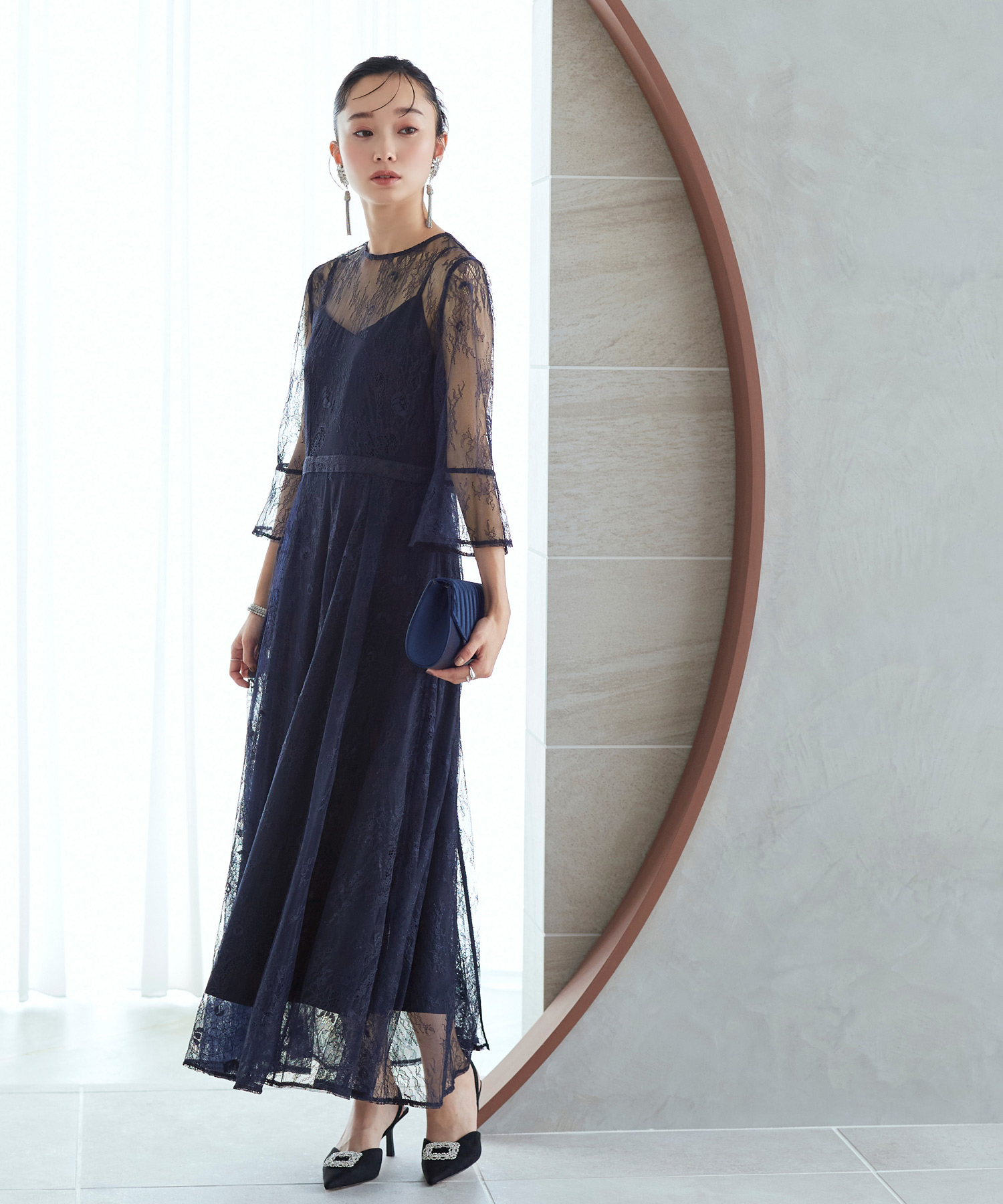 j　RUIRUE BOUTIQUE ルイルエブティック　ドレス　L ルイルエブティック RUIRUE BOUTIQUE フラワーレース