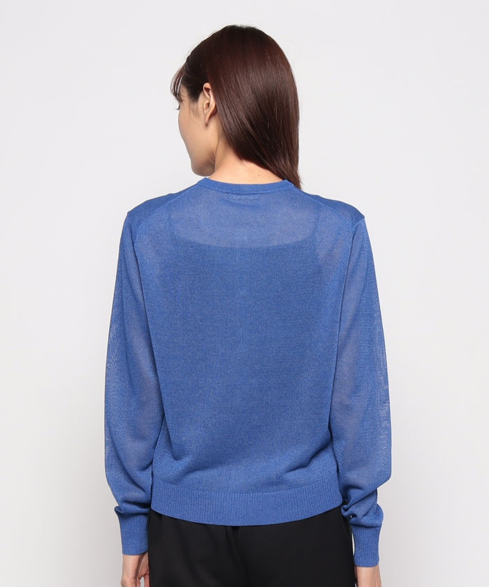 セオリーリュクス♡ニットカーディガン　ブルー　40サイズ クルーネックカーディガンSHEER KNIT GRESHAM(505334295