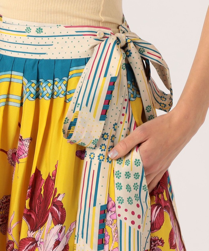 MANTERO シルク100% ビッグフラワー プリント スカート イタリア製 新品 MANTERO シルク100% ビッグフラワープリントスカート