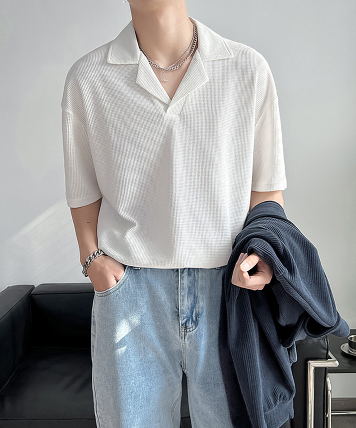 美品 23SS ロンハーマン フラワー ワッフルポロシャツ 半袖 に