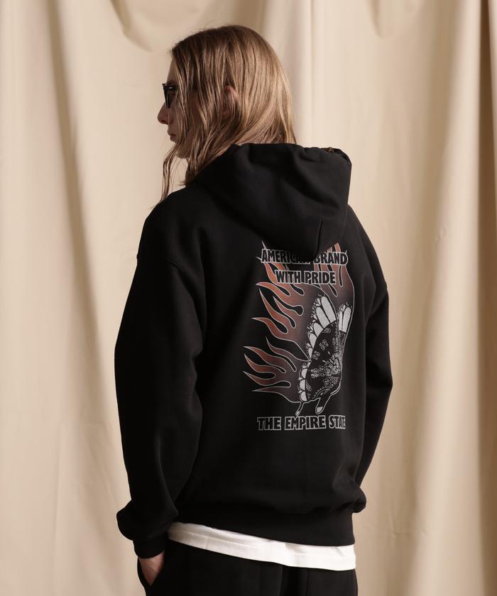 Schott ショット HOODED SWEAT FIRE BUTTERFLY プルパーカー セール 30%OFF】HOODED SWEAT FIRE BUTTERFLY/ファイアー