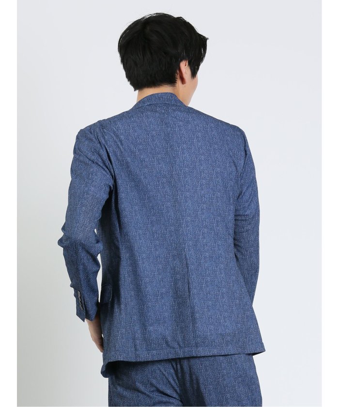 セール】TechDenim スリムフィット 2ボタンジャケット 青 メンズ